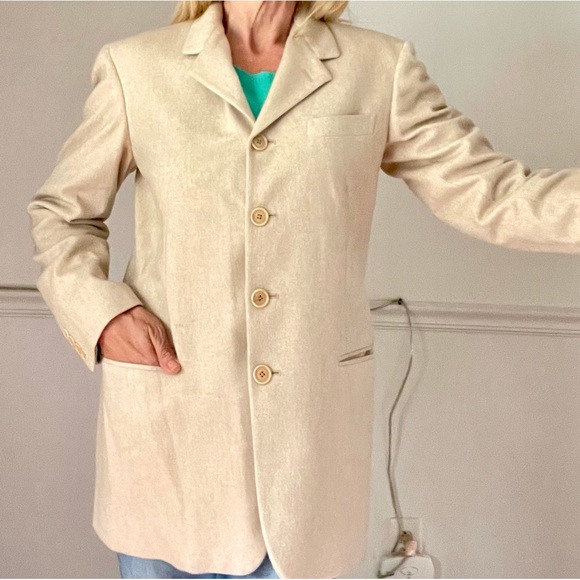 Vintage Ralph Lauren Purple Label Camel Tan Cashmere Four Button Coat Blazer - Picture 2 of 15